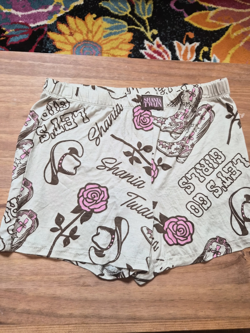 Shania Twain Women’s Pink & Cream Logo Print Sleep Shorts